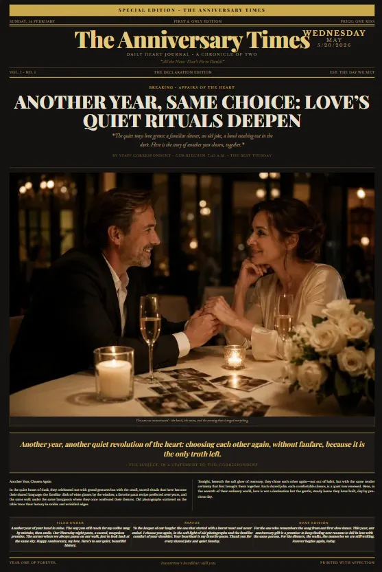 Anniversary edition digital love letter newspaper example