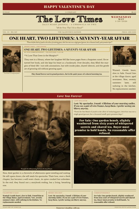 Long distance edition digital love letter newspaper example